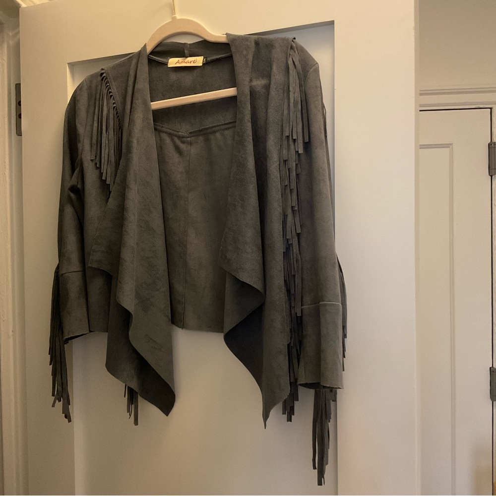 Suede Tassle Blazer Jacket